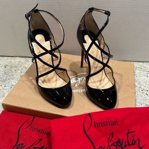 Christian Louboutin Soustelissimo 100 patent leather D’orsay heels